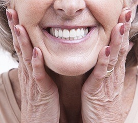 Closeup of older woman's smile