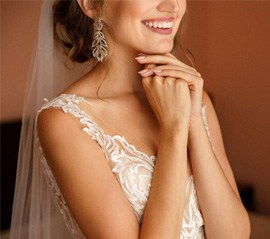 Bride smiling in wedding dress