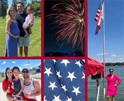 Collage of patriotic photos of a Fargo dental team member