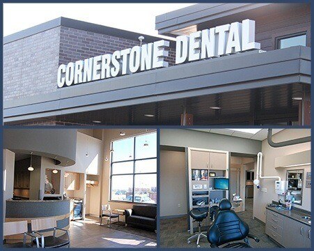 Collage of images of Cornerstone Dental office in Fargo