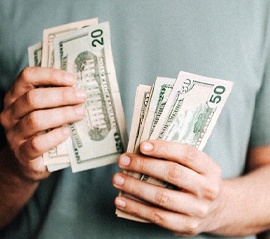 Man counting money