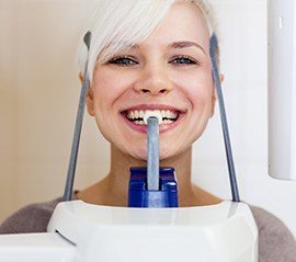 Woman receiving 3D CT scan