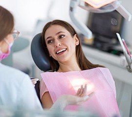 a patient visiting her dentist for equilibration/occlusal adjustment